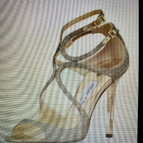 Jimmy Choo Lame Sandals, Size 37 Light Bronze - Picture 4 of 4